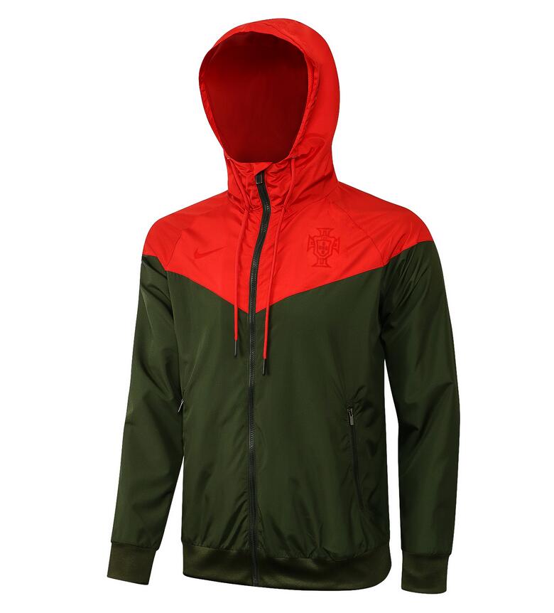 2021/22 EURO Portugal Green Red Windbreaker Hoodie Jacket